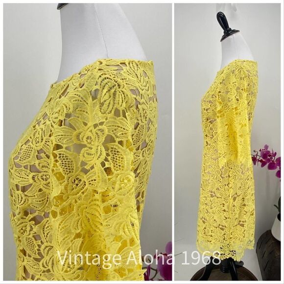 $129 Marina Yellow Lace Sheath Midi Dress NWT - Picture 5 of 7